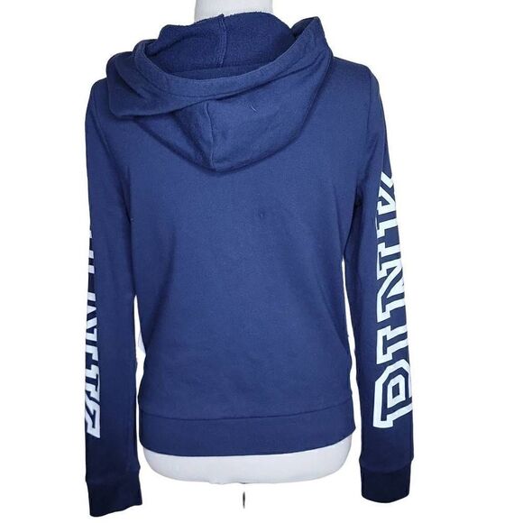 PINK Victoria's Secret Side Snap Full Zip Hoodie Jacket Navy Blue Small - Picture 2 of 15